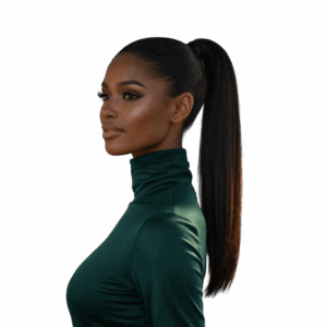 Beautiful black woman wearing ponytail hair extensions