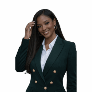 Beautiful black woman wearing straight hair extensions