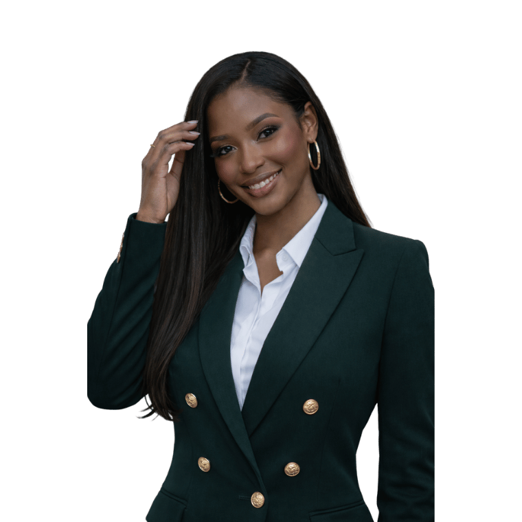 Beautiful black woman wearing straight hair extensions